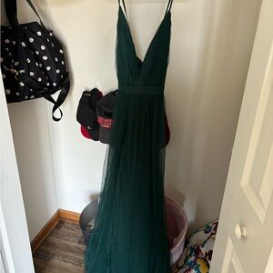 Lulu’s Forest Green Maxi Homecoming Prom Formal Dress Size Small